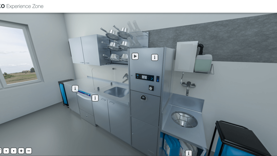 Meiko Experience Zone: hospital utility room with separated clean and dirty sides Meiko Experience Zone: hospital utility room with separated clean and dirty sides