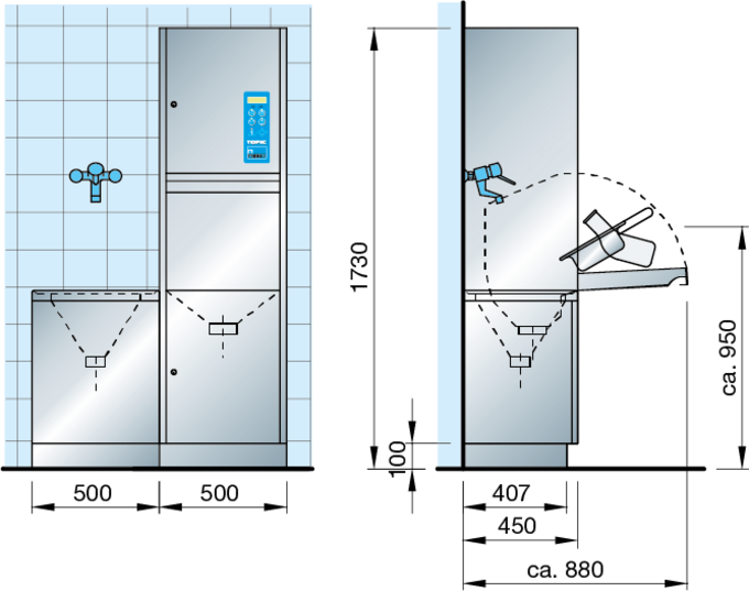 Measurements bedpan washer Measurements TOPIC bedpan washer